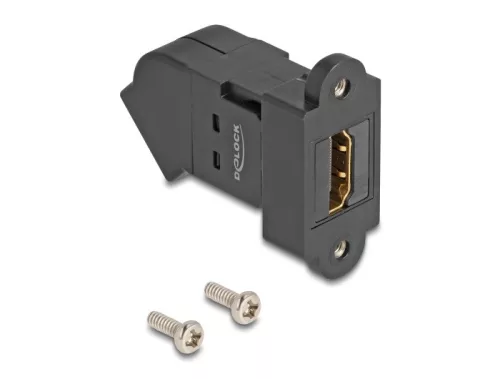 Delock HDMI panel tartó anya - HDMI anya 45 -ban hajlított 8K 60 Hz fekete (DL-67156)
