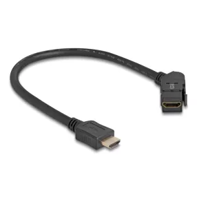   Delock HDMI panel tartó anya 45 -ban hajlított   HDMI apa 30 cm kábellel 8K 60 Hz fekete (DL-67157)