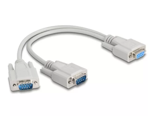 Delock Y kábeles adapter D-Sub9 1 x anya - 2 x apa csavarokkal 30 cm (DL-67160)