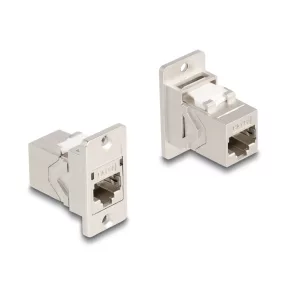   Delock Panel tartó RJ45 Keystone modul kapcsoló anya - anya Cat.6A fém kúpos (DL-67163)