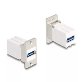   Delock Panel tartó Keystone modul kapcsoló USB 5 Gbps A-típusú USB anya   A-típusú USB anya kúpos (DL-67165)