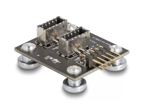 Delock USB 2.0 adapter tűfejes anya - 2 x belső E-típusú A kulcs USB hajlított, mágneses anya tűfejes USB kábellel 30 cm (DL-67176)