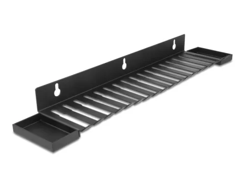Delock Kábel tartó 401 x 71 mm falra szerelhető két tároló egységgel fekete színű (DL-67180)