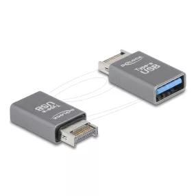   Delock Adapter USB 10 Gbps E-típusú A apa - USB A-típusú anya fém (DL-67230)