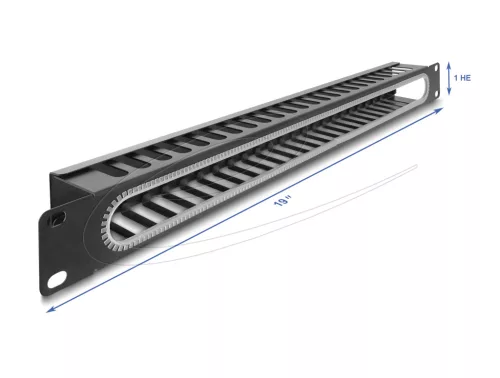 Delock 19  kábel rendező panel nyitási és sarok védelemmel 1U fekete (DL-67277)