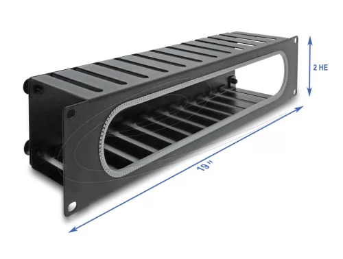 Delock 19  kábel rendező panel nyitási és sarok védelemmel 2U fekete (DL-67279)