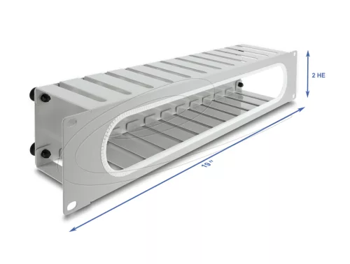 Delock 19  kábel rendező panel nyitási és sarok védelemmel 2U szürke (DL-67280)