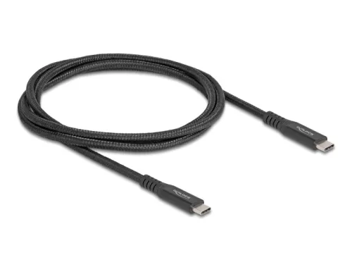 Delock USB 20 Gbps kábel USB Type-C  apa - apa PD 3.0 100 W E-Marker 1 m fekete fém (DL-80024)