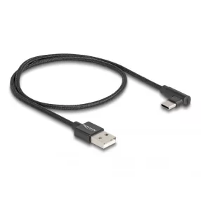   Delock USB 2.0 kábel A-típusú csatlakozódugó - USB Type-C  csatlakozódugó, ívelt, 0,5 m, fekete (DL-80029)