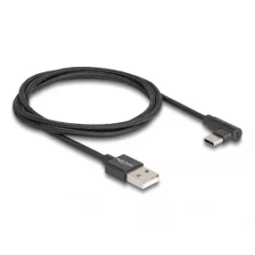   Delock USB 2.0 kábel A-típusú csatlakozódugó - USB Type-C  csatlakozódugó, ívelt, 1 m, fekete (DL-80030)