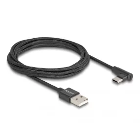   Delock USB 2.0 kábel A-típusú csatlakozódugó - USB Type-C  csatlakozódugó, ívelt, 2 m, fekete (DL-80031)