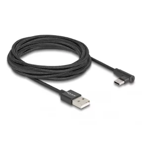   Delock USB 2.0 kábel A-típusú csatlakozódugó - USB Type-C  csatlakozódugó, ívelt, 3 m, fekete (DL-80033)
