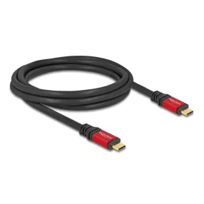   Delock USB 2.0 kábel USB Type-C  apa - apa PD 3.0 100 W E-Marker 2 m piros fém (DL-80041)