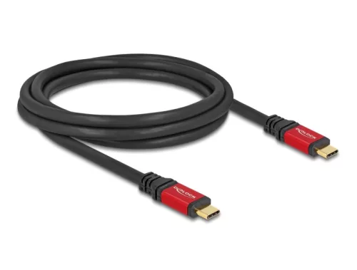 Delock USB 5 Gbps kábel USB Type-C  apa - apa PD 3.0 100 W E-Marker 2 m piros fém (DL-80091)