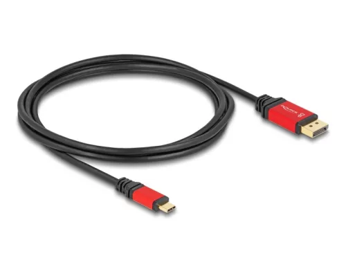Delock USB Type-C  - DisplayPort kábel (DP Alt Mode) 8K 30 Hz-hez HDR funkcióval 2 m piros (DL-80093)