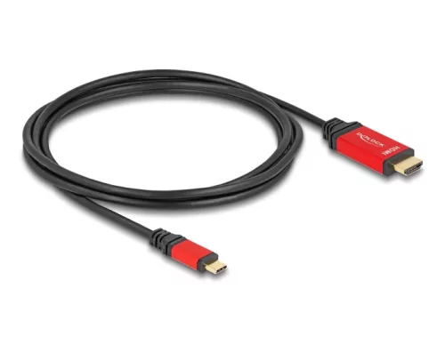 Delock USB Type-C  - HDMI kábel (DP Alt Mode) 8K 60 Hz-hez HDR funkcióval 2 m piros (DL-80096)