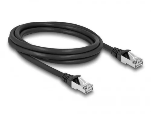 Delock RJ45 hálózati kábel Cat.6A S/FTP PUR kültéri 1 m fekete (DL-80134)