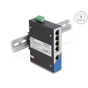   Delock Ipari Gigabit Ethernet Elosztó 5 port RJ45 DIN sínhez (DL-80162)