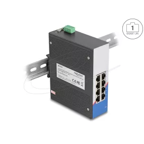  Delock Ipari Gigabit Ethernet Elosztó 8 port RJ45 DIN sínhez (DL-80163)