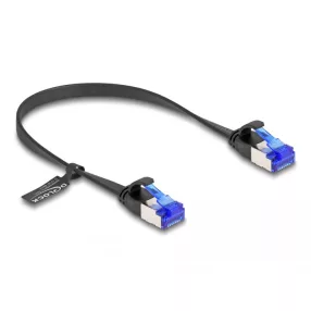   Delock RJ45 lapos patch kábel apa - apa Cat.6A flexibilis 0,25 m fekete (DL-80172)