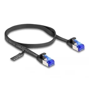   Delock RJ45 lapos patch kábel apa - apa Cat.6A flexibilis 0,5 m fekete (DL-80174)