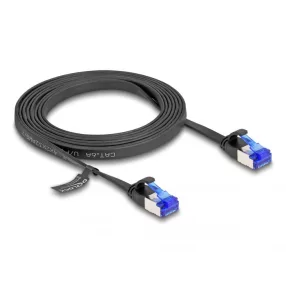   Delock RJ45 lapos patch kábel apa - apa Cat.6A flexibilis 2 m fekete (DL-80176)