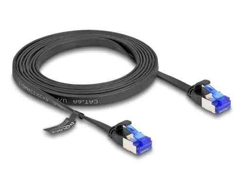 Delock RJ45 lapos patch kábel apa - apa Cat.6A flexibilis 2 m fekete (DL-80176)