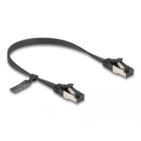   Delock RJ45 lapos patch kábel apa - apa Cat.8.1 flexibilis 0,25 m fekete (DL-80177)