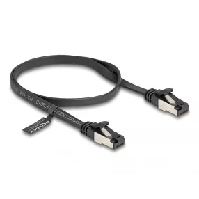   Delock RJ45 lapos patch kábel apa - apa Cat.8.1 flexibilis 0,5 m fekete (DL-80178)