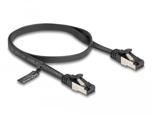 Delock RJ45 lapos patch kábel apa - apa Cat.8.1 flexibilis 0,5 m fekete (DL-80178)