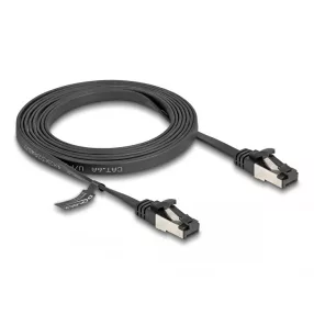   Delock RJ45 lapos patch kábel apa - apa Cat.8.1 flexibilis 2 m fekete (DL-80180)