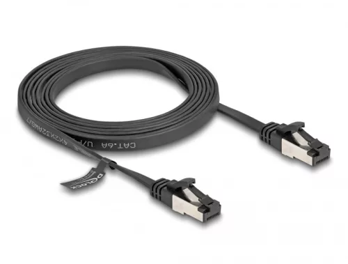 Delock RJ45 lapos patch kábel apa - apa Cat.8.1 flexibilis 2 m fekete (DL-80180)