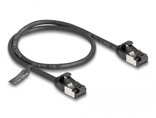 Delock RJ45 kábel apa - apa Cat.8.1 flexibilis 0,5 m fekete (DL-80182)