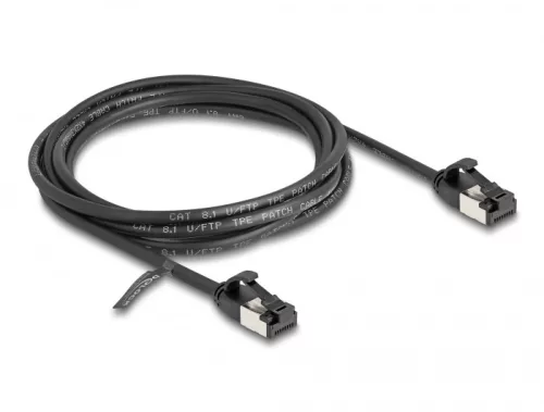 Delock RJ45 kábel apa - apa Cat.8.1 flexibilis 2 m fekete (DL-80184)