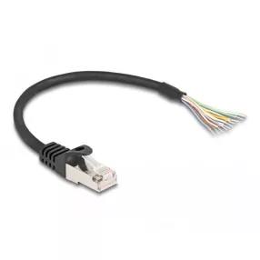   Delock RJ50 kábel apa - nyílt vezetékvégek S/FTP 0,25 m fekete (DL-80203)