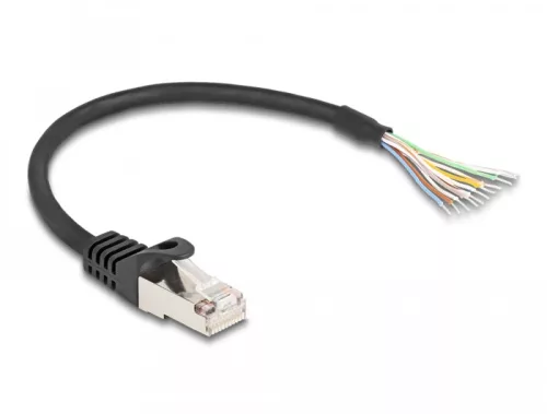 Delock RJ50 kábel apa - nyílt vezetékvégek S/FTP 0,25 m fekete (DL-80203)