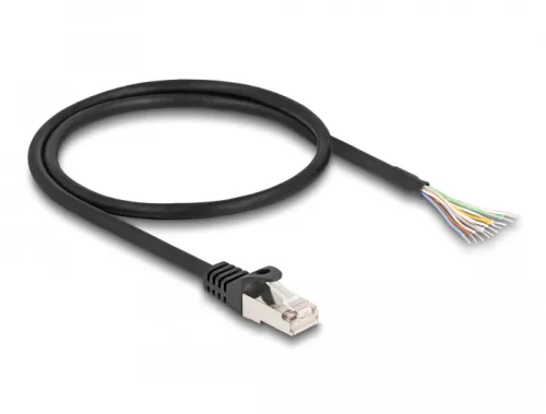 Delock RJ50 kábel apa - nyílt vezetékvégek S/FTP 0,5 m fekete (DL-80204)