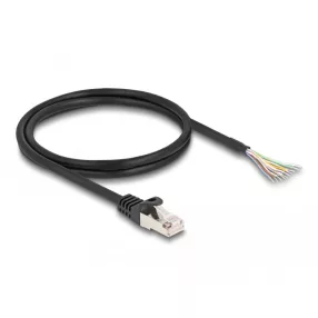   Delock RJ50 kábel apa - nyílt vezetékvégek S/FTP 1 m fekete (DL-80205)