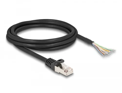 Delock RJ50 kábel apa - nyílt vezetékvégek S/FTP 2 m fekete (DL-80206)