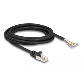  Delock RJ50 kábel apa - nyílt vezetékvégek S/FTP 3 m fekete (DL-80207)