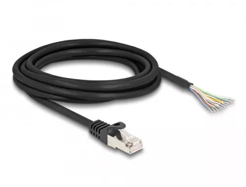 Delock RJ50 kábel apa - nyílt vezetékvégek S/FTP 3 m fekete (DL-80207)