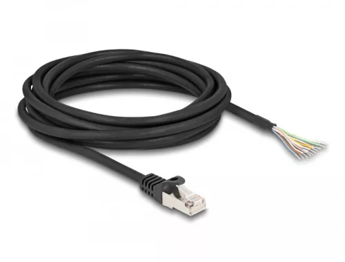 Delock RJ50 kábel apa - nyílt vezetékvégek S/FTP 5 m fekete (DL-80208)