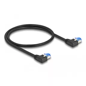   Delock RJ45 hálózati kábel Cat.6A S/FTP balra hajló 0,5 m fekete (DL-80209)