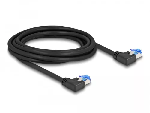 Delock RJ45 hálózati kábel Cat.6A S/FTP balra hajló 3 m fekete (DL-80212)