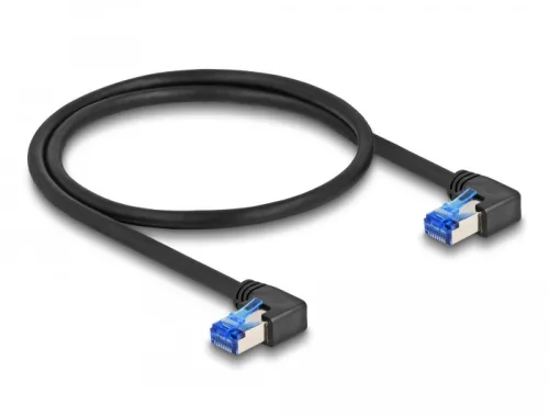 Delock RJ45 hálózati kábel Cat.6A S/FTP jobbra hajló 0,5 m fekete (DL-80213)