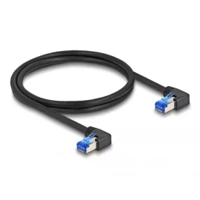   Delock RJ45 hálózati kábel Cat.6A S/FTP jobbra hajló 1 m fekete (DL-80214)