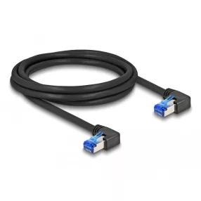   Delock RJ45 hálózati kábel Cat.6A S/FTP jobbra hajló 2 m fekete (DL-80215)