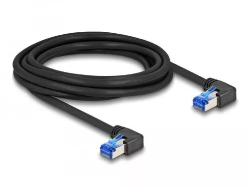 Delock RJ45 hálózati kábel Cat.6A S/FTP jobbra hajló 3 m fekete (DL-80216)