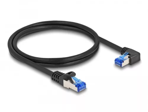Delock RJ45 hálózati kábel Cat.6A S/FTP egyenes / jobbra hajló 1 m fekete (DL-80222)