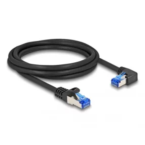   Delock RJ45 hálózati kábel Cat.6A S/FTP egyenes / jobbra hajló 2 m fekete (DL-80223)